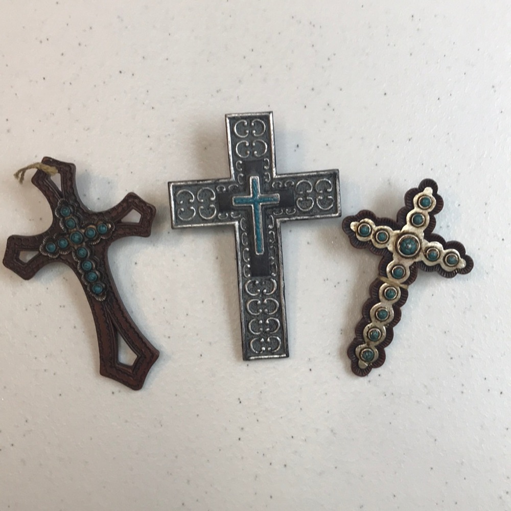 Lot of 3 decorative magnetic crosses
